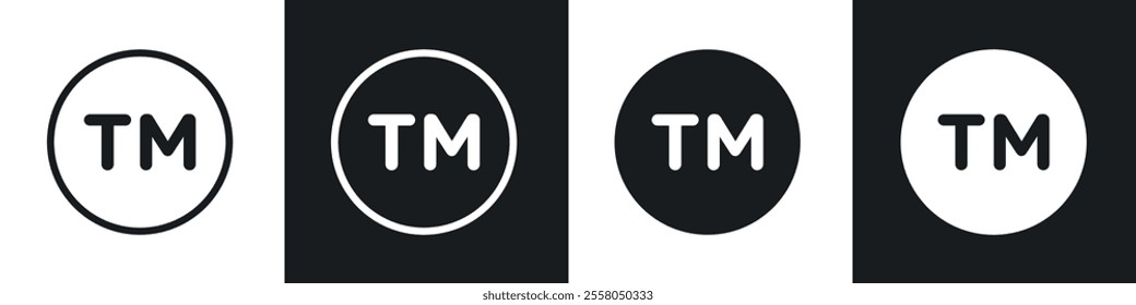 Trademark icons pack in black and white filled and outlined versions.