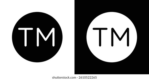 Trademark icons vector set in solid flat style