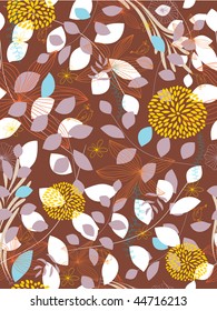 trademark new blooming endless pattern vector design vegetation summer nature flower star branch earth leaf scenery ornate print flowery painting ribbon backgrounds ornament image imprint illustration