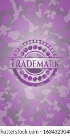 Trademark pink on camouflaged pattern. Vector Illustration. Detailed.