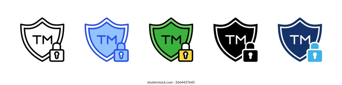 Colección del icono de la protección de la Marca comercial con múltiples estilos