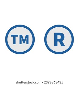Trademark Registered Symbol Sign In Blue Circle Line Shape For Legal Intellectual Property
