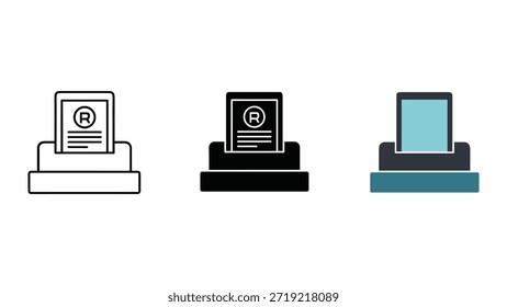 Conjunto de iconos de certificado de registro de Marca comercial