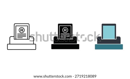 Trademark registration certificate icon set
