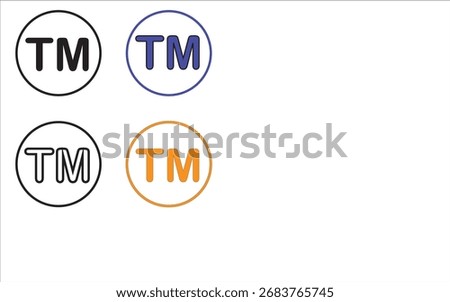 Trademark and Service mark icon set. Letter TM , SM  in round sign. Trademark and service mark vector symbols