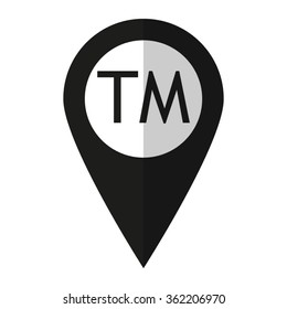 Trademark symbol - vector icon;  black map pointer