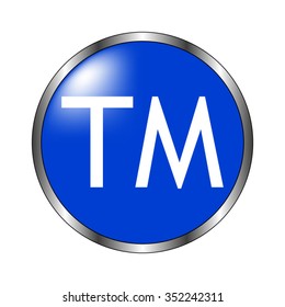 Trademark symbol - vector icon on the blue button