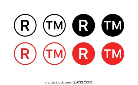 Trademarks Set Icons. Linear, silhouette and flat style. Vector icons.