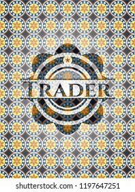 Trader arabic style emblem. Arabesque decoration.