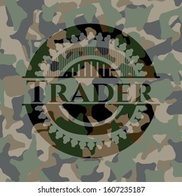 Trader camouflaged emblem. Vector Illustration. Detailed.