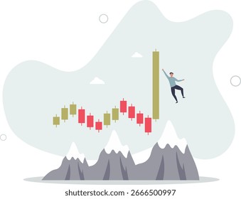 trader caught a strong price movement of a virtual asset. concept of updating the maximum and top.