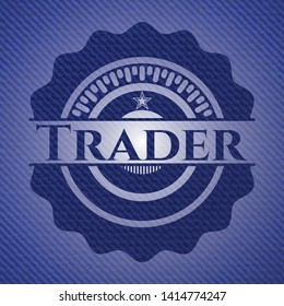 Trader with denim texture. Vector Illustration. Detailed.