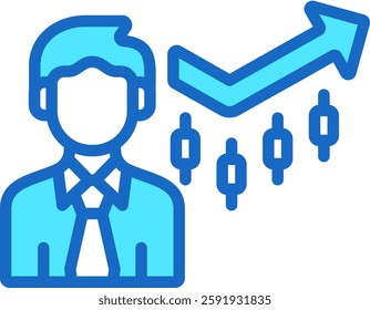 Trader Icon Blue Color Vector Illustration