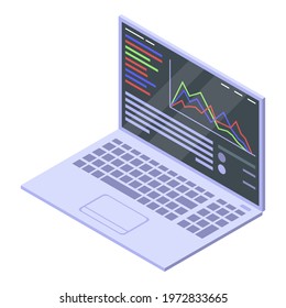 Trader laptop icon. Isometric of trader laptop vector icon for web design isolated on white background