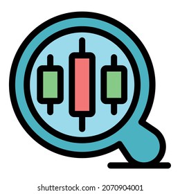 Trader magnifier icon. Outline trader magnifier vector icon color flat isolated