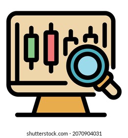Icono de análisis en línea del operador. Análisis de esquema de análisis en línea color de icono vectorial plano aislado