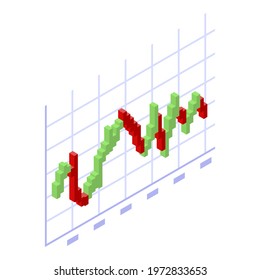 Trader red green graph icon. Isometric of trader red green graph vector icon for web design isolated on white background