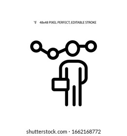 Trader, stock trading, exchange trading simple line icon vector illustration.Editable stroke. 48x48 Pixel Perfect.