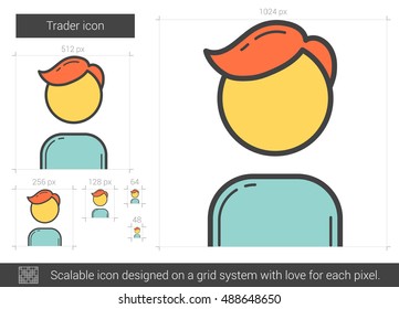 Trader vector line icon isolated on white background. Trader line icon for infographic, website or app. Scalable icon designed on a grid system.