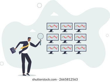 trader watches chart auf mehreren monitoren.market konzept.