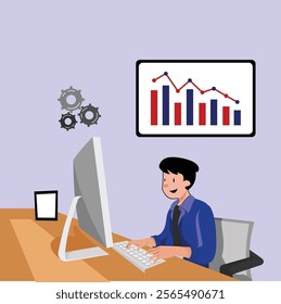 trader working in his desk