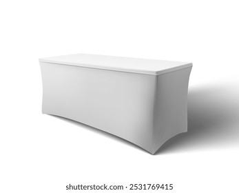 Tradeshow Table With White Stretch Cloth Cover. EPS10 Vector