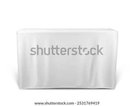 Tradeshow Table With White Stretch Cloth Cover. EPS10 Vector