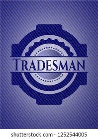 Tradesman emblem with denim high quality background