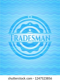 Tradesman water wave concept emblem background.