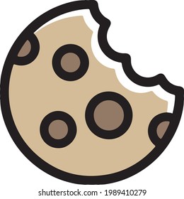 TRADICIONAL CHOCOLATE CHIP COOKIE FOOD ICON VECTOR 