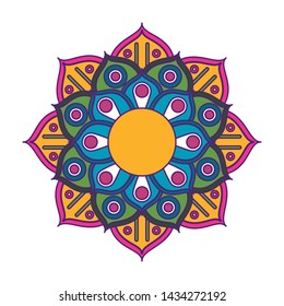 tradicional indian embroidery blanket with mandala shape icon cartoon vector illustration graphic design