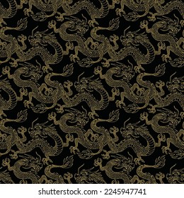 tradinational and fantastic asia dragon and simurg pattern vector design