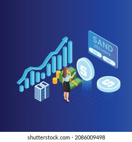 Trading alt coin - Sand isometric 3d vector concept for banner, website, illustration, landing page, flyer, etc.