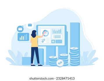 Trading analyst data trending concept flat illustration