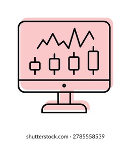 Trading Analytics color shadow thinline icon , vector, pixel perfect, illustrator file 