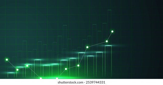 Gráfico de fondo de operaciones. Adecuado para cripto, forex, oro, mercado de valores e inversión. Vector de negocio de gráfico verde