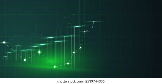 Gráfico de fondo de operaciones. Adecuado para cripto, forex, oro, mercado de valores e inversión. Vector de negocio de gráfico verde