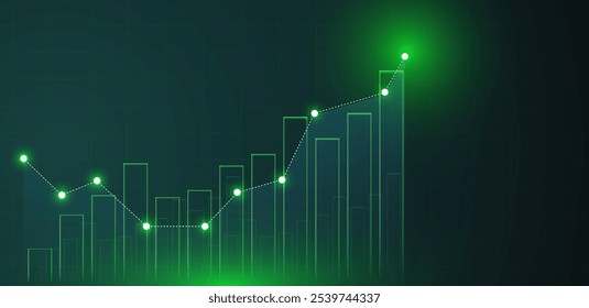 Gráfico de fondo de operaciones. Adecuado para cripto, forex, oro, mercado de valores e inversión. Vector de negocio de gráfico verde