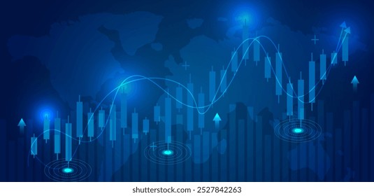 Fondos de comercio azul. Adecuado para el comercio, el mercado de divisas, el índice, el cripto, la moneda y la banca. Vector empresarial