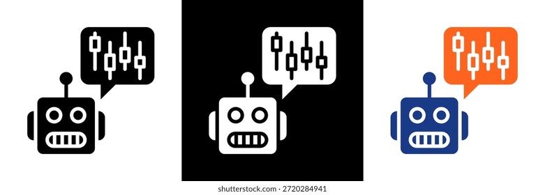 Conjunto de iconos de bots comerciales Ilustración vectorial de glifos