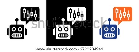 Trading Bot Icon Set Glyph Vector Illustration