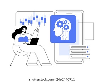 Trading bot isolated cartoon vector illustrations. Young man using automated trading system, cryptocurrency robo-advisers help, money investment, business idea, stock market vector cartoon.