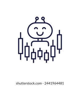 trading bot line icon, automated AI trading