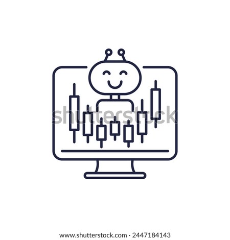 trading bot line icon on white