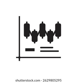 Trading Candlestick Chart Filled Icon Vector Illustration
