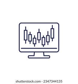 trading, candlestick chart line icon