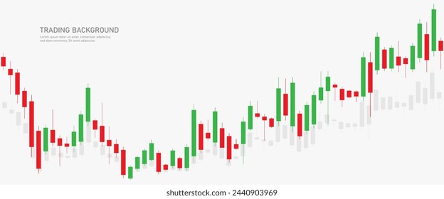 Trading candlestick chart of stock finance on a white background. Bullish point, uptrend of the chart. Vector illustration.