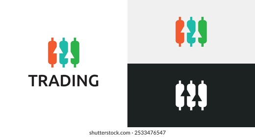 Trading candlestick logo icon template.