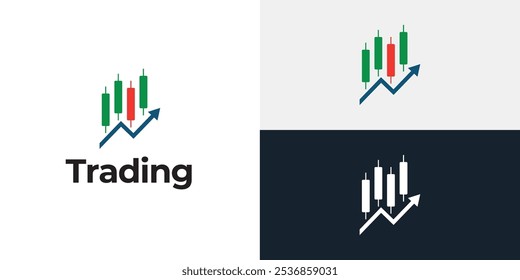 Trading candlestick logo icon template.