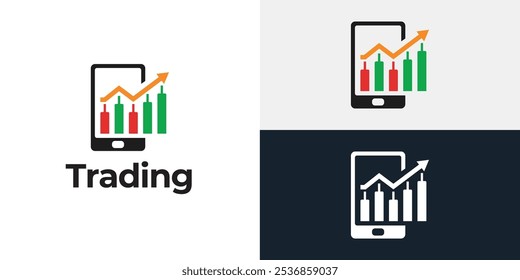 Trading candlestick logo icon template.